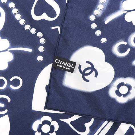 navy and white chanel scarf|chanel silk scarf.